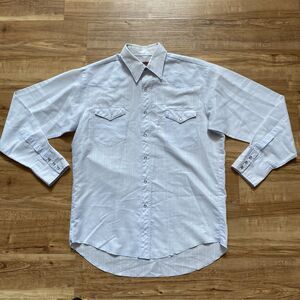 VTG Rustler Mens 16 34/35 X-Long Tails Striped Pearl Snap Western Cowboy Shirt*